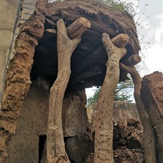 Tiébélé royal court - collapsed home showing roof construction