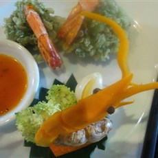Tiger Prawn Fried in Young Green Rice