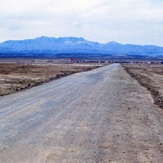 Driving into Uyuni from salt lake